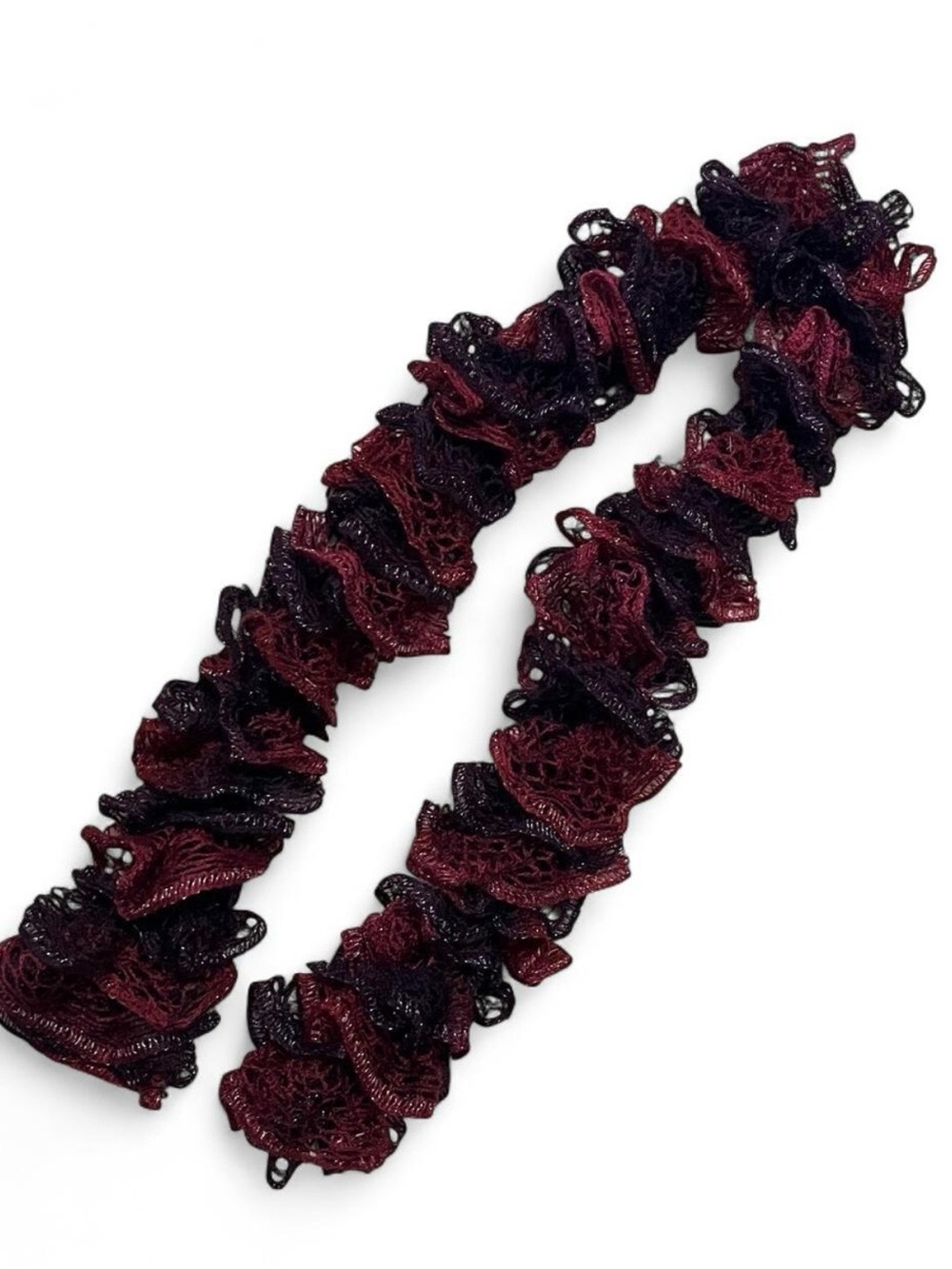 Womenās Ruffled Lace Scarf - Purple & Pink